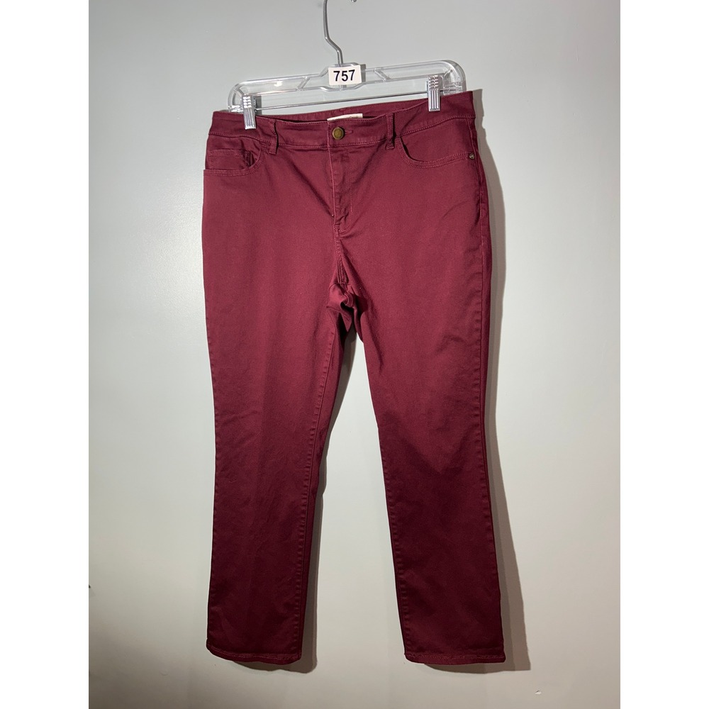 Coldwater Creek Natural Fit Burgundy Straight Leg Pants Womens P12 Petite Wine - Picture 1 of 4